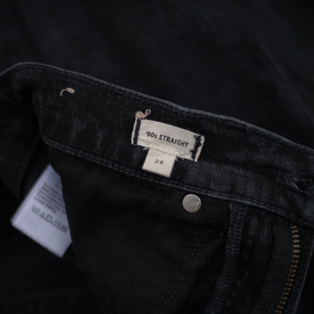 Madewell 90s Straight Jeans Women's 26 Black Rinse Wash Denim High-Rise Grunch - Picture 6 of 8